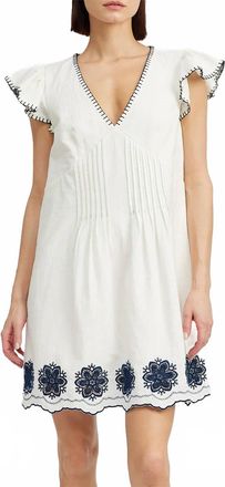 En Saison Dawson Embroidered Mini Dress In White Navy