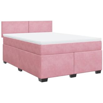 vidaXL Vidaxl - Cama Box Spring Con Colch&oacute;n Terciopelo Rosa 140x200 Cm