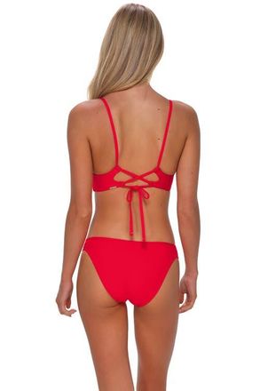 Sunsets Dora Double Tab Bikini Swim Bottoms in Geranium at Nordstrom, Size X-Large