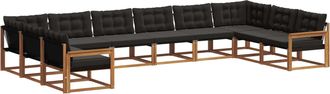 vidaXL Conjunto De Sof&aacute;s De Exterior 10 Uds. Natural Y Negro Vidaxl