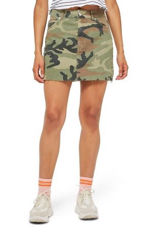Topshop Camouflage Denim Skirt in Green Multi at Nordstrom, Size 8 Us