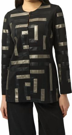 Joseph Ribkoff Two-Tone Crewneck Jacket In Black/multi