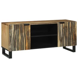 Berkfield Home TV Cabinet, 105 x 33.5 x 46 cm, made from solid mango wood & engineered wood in Beige | Size: 105 x 33.5 x 46 cm