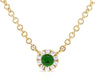 Sabrina Designs 14K 0.16 Ct. Tw. Diamond & Emerald Disc Necklace