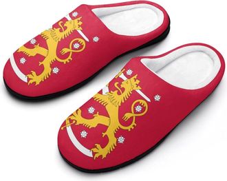 Generic Coat Arms of Finland Funny Mens Slippers Cotton Warm House Shoes Memory Foam Sandals Print Size 7-14