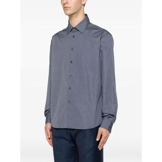 Ferragamo Geometric Print Cotton Shirt - Navy