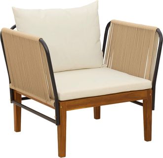 vidaXL Silla De Jard&iacute;n Con Cojines Madera De Acacia S&oacute;lida Y Cuerda Vidaxl