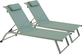 Oviala Juego de 2 tumbonas reclinables con ruedas, verde cactus