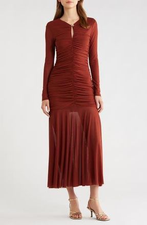 ASTR the Label Yasmine Long Sleeve Midi Dress in Rust at Nordstrom Rack, Size X-Small