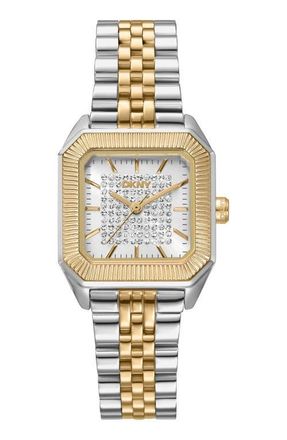 DKNY Signature Shape Tank Bracelet Watch, 27mm x 34mm in White/Two Tone at Nordstrom