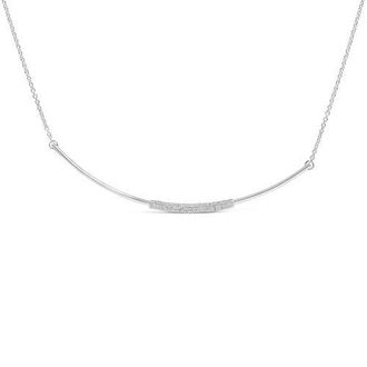 House of Brilliance 925 Sterling Silver 1/5 Cttw Diamond Curved Bar Diamond Necklace at Nordstrom