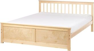 Beliani Bed Pine Wood OLENDON 160 x 200 cm (EU King Size) Light Brown