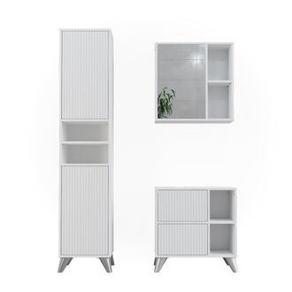 Vicco Conjunto Mueble De Ba&ntilde;o Leano, Blanco, 3 Partes