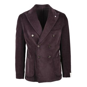 L.B.M. 1911 Doppiopetto Velvet Jacket - male - L.B.M. 1911 - Blazers - Purple - 2XL - Jackets