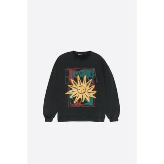 Bimba & Lola Toweling Sun Logo Sweatshirt in Washed Black at Nordstrom, Size Xx-Small Eu