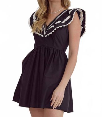 Entro Kite Sleeve Dress In Black/white