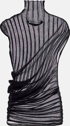 Victoria Beckham Asymmetric draped cotton-blend top