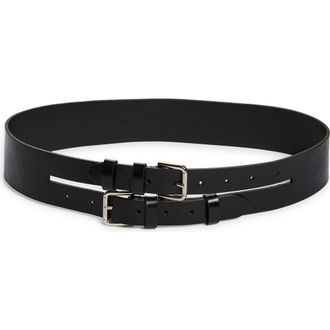 Paloma Wool Penelope II Double Buckle Leather Belt in 999 - Black at Nordstrom, Size X-Small