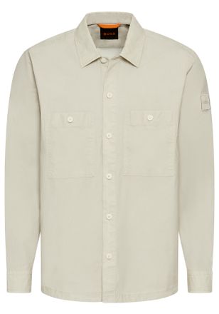 Boss Orange by Hugo Boss Langarmhemd BOSS ORANGE Locky, Herren, Gr. XXL, N-Gr, beige (light beige271), Web, Obermaterial: 98% Baumwolle, 2% Elasthan, unifarben, oversize h&uuml;ftl