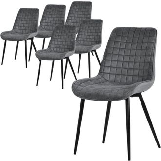 ML Design Ml-design - Set 6x Sillas De Comedor Antracita Con Respaldo, Asiento Ergon&oacute;mico Acolchado Tapizado De Terciopelo Con Patas De Metal Sill&oacute;n De Dise&ntilde;o M