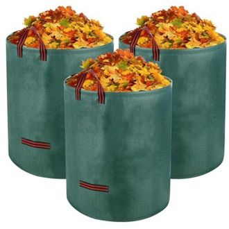 OEM Bolsa Para Residuos De Jard&iacute;n De 272 Litros, Gran Capacidad Con Aro De Soporte, Tejido Pp Duradero Y 4 Asas, Paquete De 3, Plegable Y Port&aacute;til