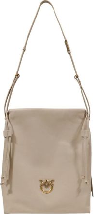 Pinko Elegant Slouchy Classic Leather Bag - Dames - Schoudertassen - Beige - ONE Size - Katoen - Tassen