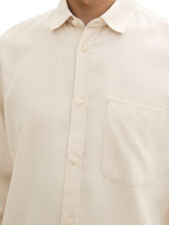 Tom Tailor Langarmhemd TOM TAILOR, Herren, Gr. XXL, N-Gr, weiss (light sand melange), Web, Obermaterial: 60% Baumwolle, 40% Polyester, meliert, regular fit Po-be