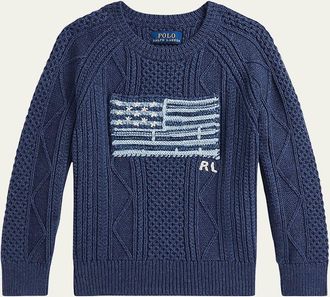 Polo Ralph Lauren Boys Cotton Faded Flag Sweater, Size 2-7
