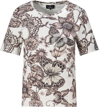Monari T-shirt met bloemenprint - Dames - Tops - Veelkleurig - Maat: 3XL Katoen