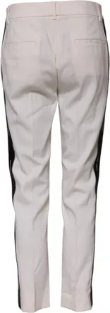Dolce & Gabbana White Wool Mid Waist Tapered Trouser Womens Pants