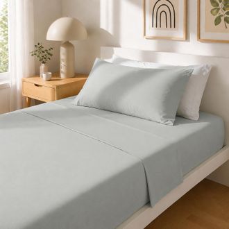 KASANOVA Completo letto 1 piazza e mezza cotone tinta unita grigio