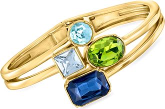Ross-Simons 14kt Yellow Gold-Plated Bangle Bracelet With Simulated Tonal Blue and Green Gemstones