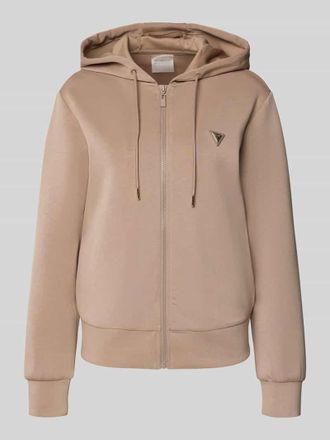 Guess Sweatjacke mit Label-Applikation in Taupe, Größe XS