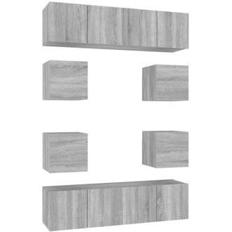 vidaXL Set De Muebles Para Tv 8 Pzas Madera Contrachapada Gris Sonoma Vidaxl