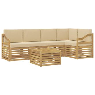 vidaXL Conjunto De Sof&aacute;s De Exterior 6 Pcs Y Beige 59 X 59 X 37 Cm Vidaxl
