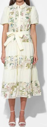 Adelyn Rae Octavia Embroidery Eyelet Tiered Midi Dress In Cream
