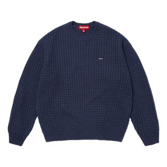 SUPREME Small Box Waffle Sweater Navy FW25SK21-NAVY