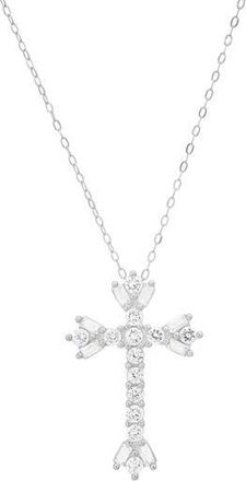 Queen Jewels Cubic Zirconia Cross Pendant Necklace in Silver at Nordstrom Rack