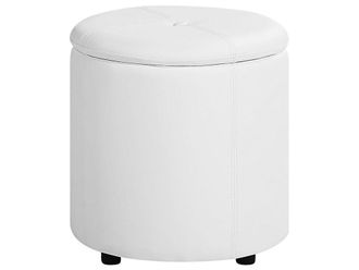 Beliani Puf con almacenaje piel sint&eacute;tica blanco 38 cm 38 cm 40 cm