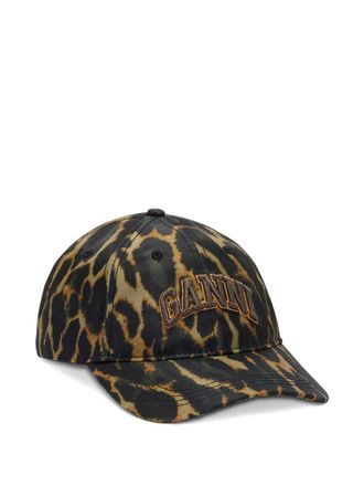 Ganni leopard-print baseball cap - women - Fabric - One Size - Black