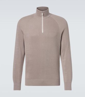 Brunello Cucinelli Pullover in cotone a coste con zip
