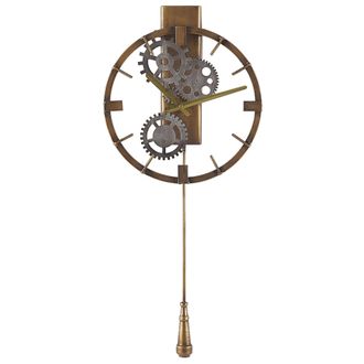 Beliani Reloj De Pared Redondo Con P&eacute;ndulo Marco De Hierro Dorado 30 Cm Dise&ntilde;o Cl&aacute;sico Marcote