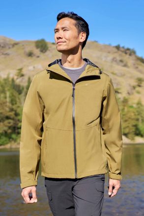 Mountain Warehouse Covert Mens Rain Jacket with Adjustable Hood Waterproof Coat Forest Green - Size X-Small