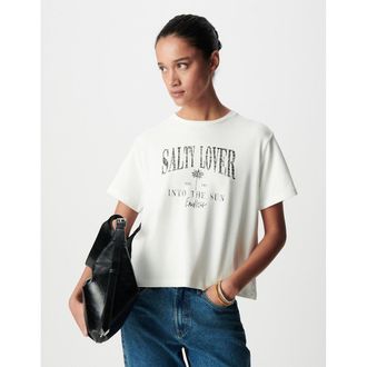 Ikks T-shirt met ronde hals, korte mouwen en print