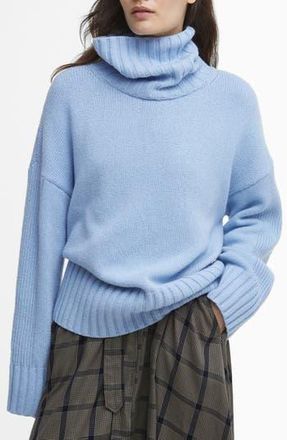 Barbour Josephine Stretch Cotton & Wool Blend Turtleneck Sweater in Blue Sky at Nordstrom Rack, Size 6 Us / 10 Uk