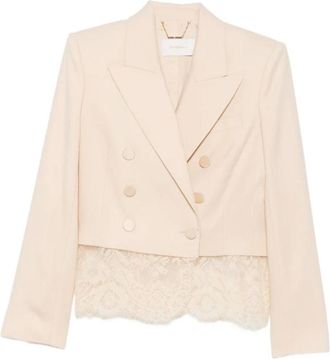 Zimmermann Valiant Lace Cropped Blazer - - Jackets - Donna - Beige - M