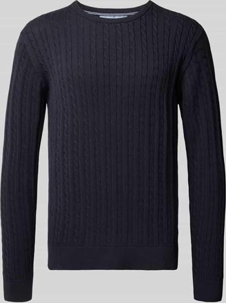 Lindbergh Lindbergh Strickpullover mit gerippten Abschl&uuml;ssen in Dunkelblau, Gr&ouml;&szlig;e L