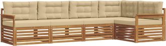 vidaXL Conjunto De Sof&aacute;s De Exterior 5 Uds. Natural Y Beige Vidaxl