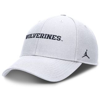 Nike Jordan Mens Michigan On-Field Rise Gameday Jordan Brand Dri-FIT College Trucker Adjustable Hat in White | JC9410AMWN-ZU5