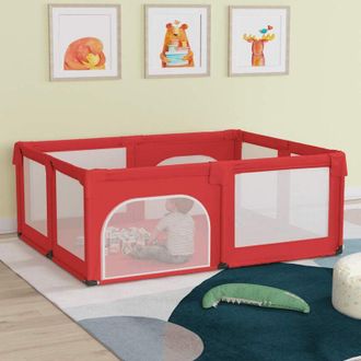 vidaXL Parque Para Beb&eacute;s Con 2 Puertas Tela Oxford Rojo Vidaxl